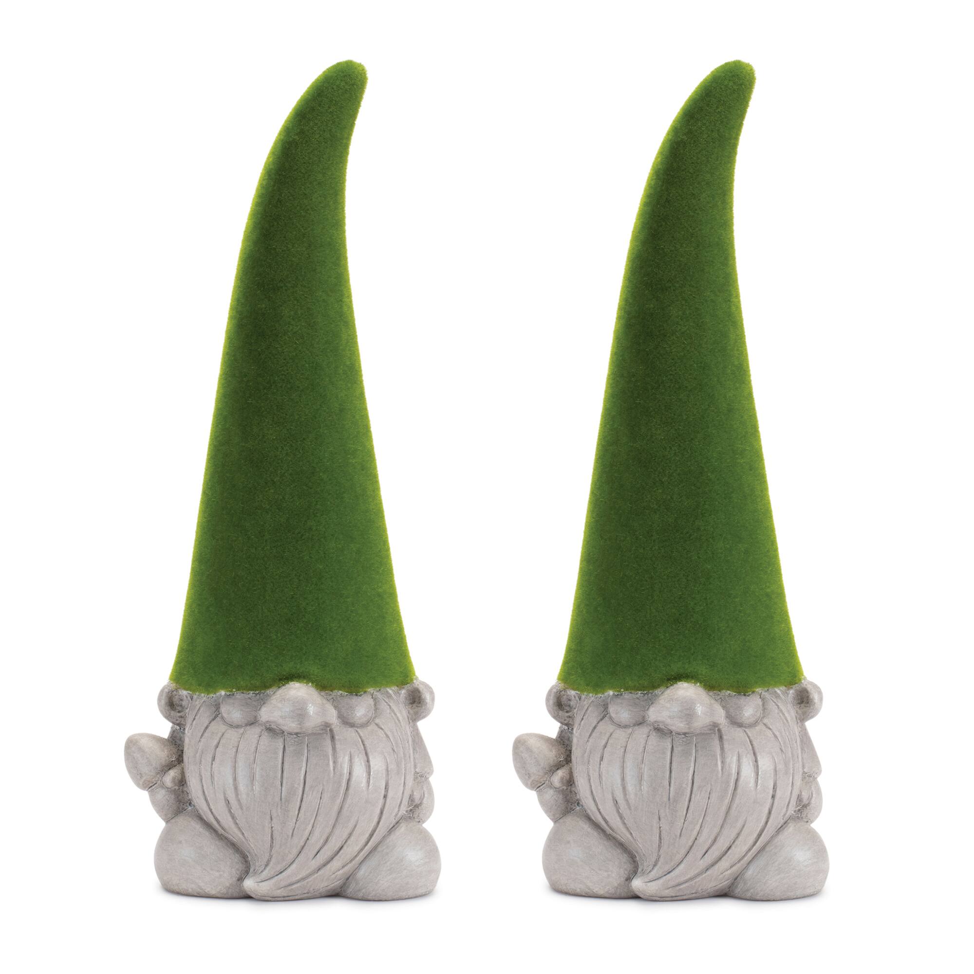 16.5" Mossy Terra Cotta Gnome Statues, 2ct.